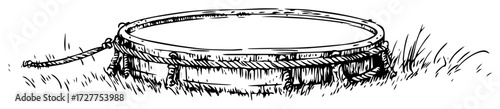 drum on ground with stick vector drawing