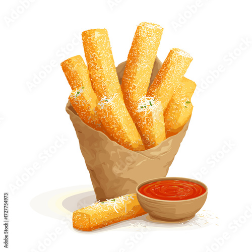 Crispy Polenta Frita Sticks in Rustic Cone