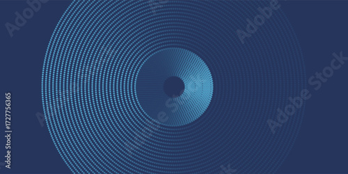 Abstract Digital Circles of Particles with Noise. Futuristic Circular Sound Wave. Big Data Visualization. 3D Virtual Space VR Cyberspace. Crypto Currency Concept. Vector Illustration.