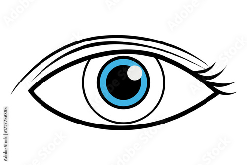 Blue human eye vector icon illustration, a symbol of vision and beauty