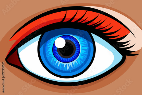 Blue eye vector icon illustration, a symbol of vision and beauty