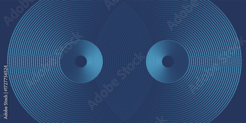 Abstract Digital Circles of Particles with Noise. Futuristic Circular Sound Wave. Big Data Visualization. 3D Virtual Space VR Cyberspace. Crypto Currency Concept. Vector Illustration.