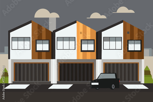 Vector illustration of modern house interior design with furniture and decoration in a living room or office
