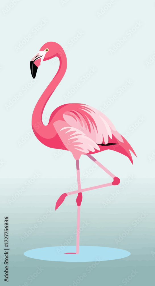 Fototapeta premium Pink Flamingo Standing on One Leg