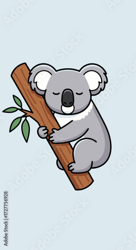 Cute Koala Embracing a Tree