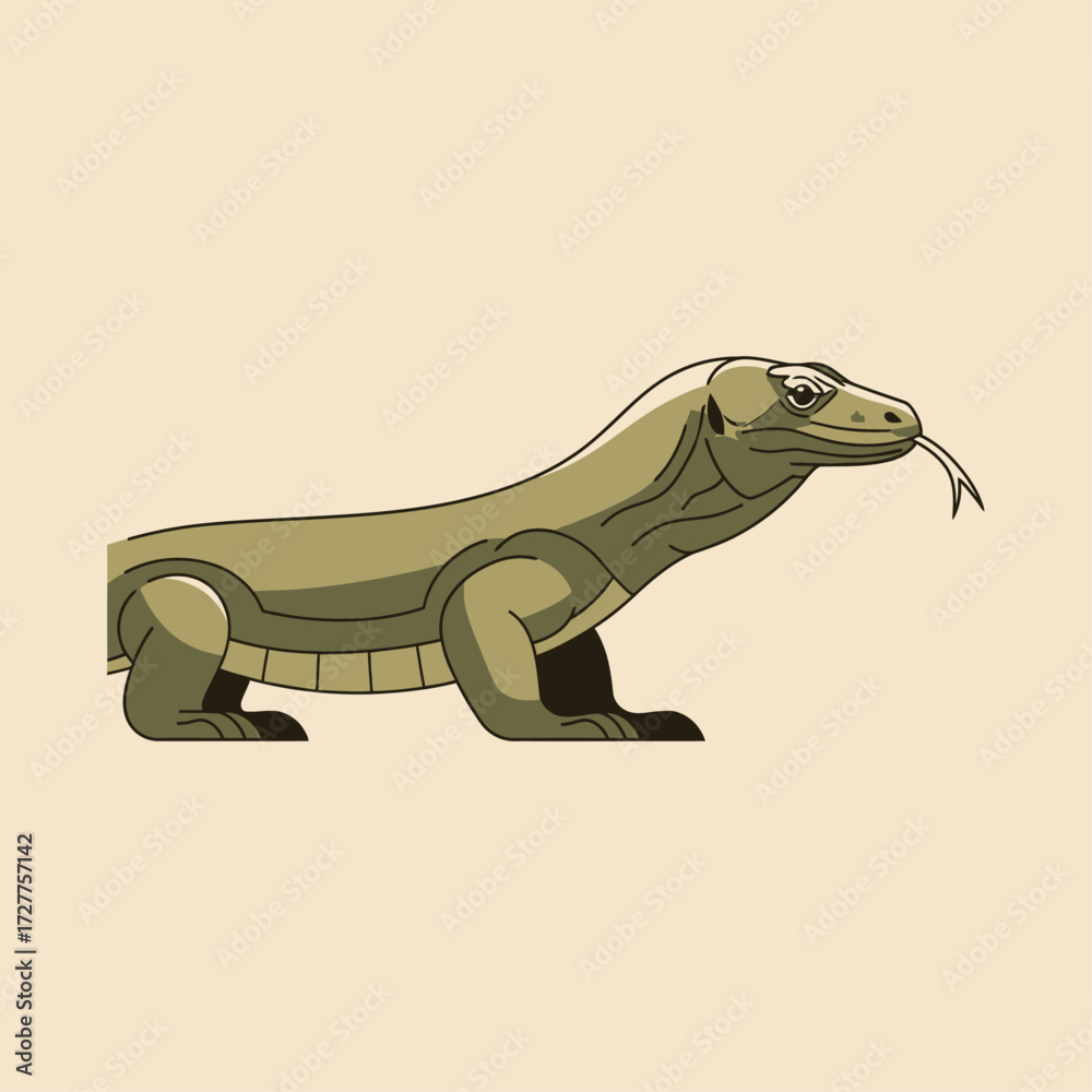 Obraz premium Stylized Komodo Dragon Wildlife Art