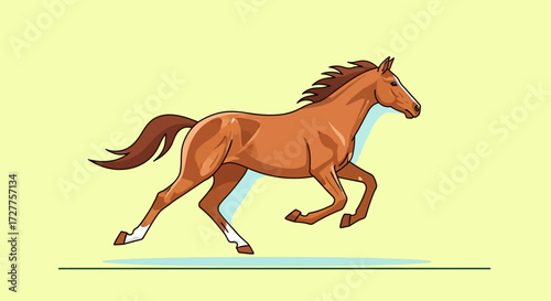 Running horse animal illustration in action