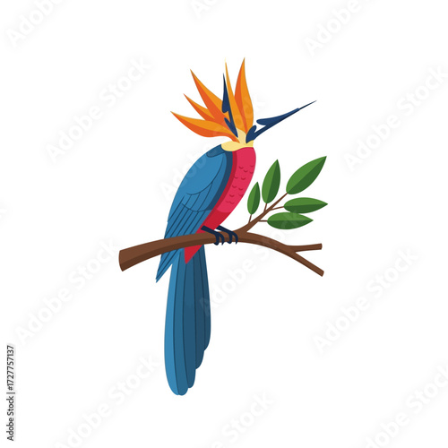 Colorful exotic bird on a branch
