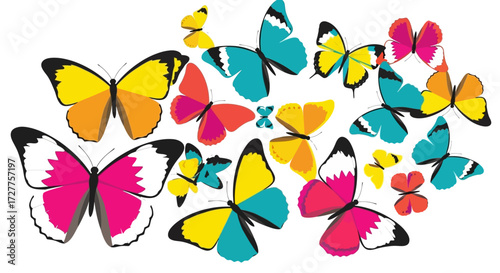 Vibrant Butterfly Swarm Design Element
