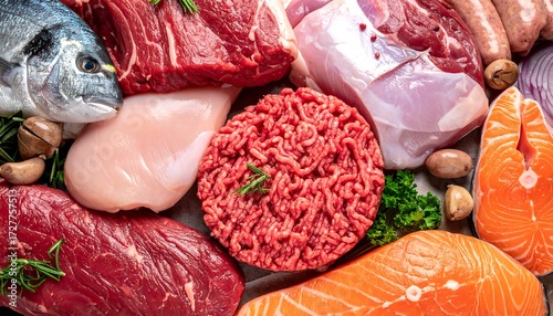 Fresh meats and fish assortment