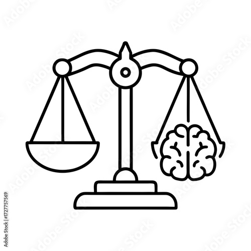 Scale balancing brain and weight symbolizing decision making  