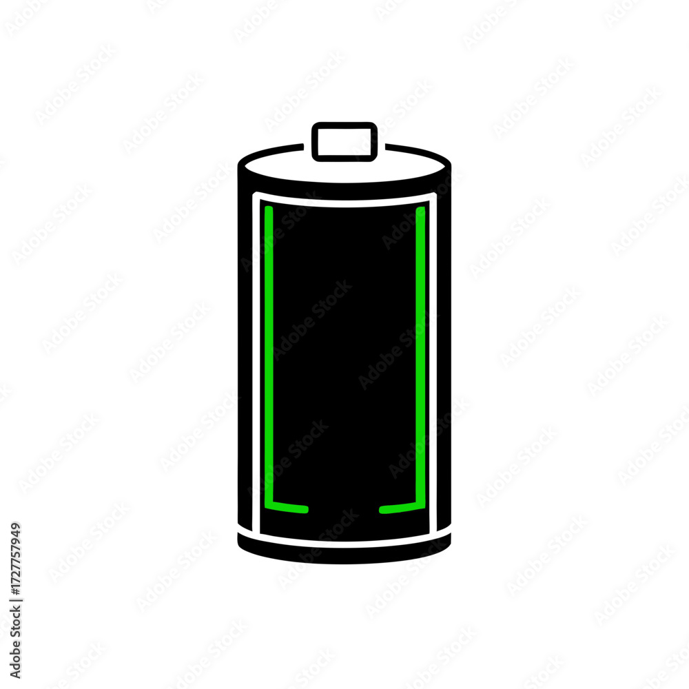Fototapeta premium Glowing Green Battery Icon Fully Charged Transparent Background