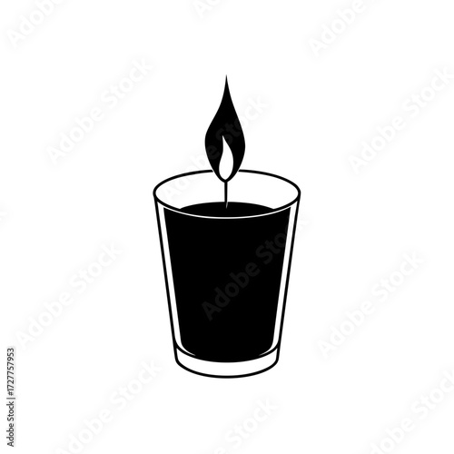 Glowing Yellow Candle Flame Glass Holder Transparent Background
