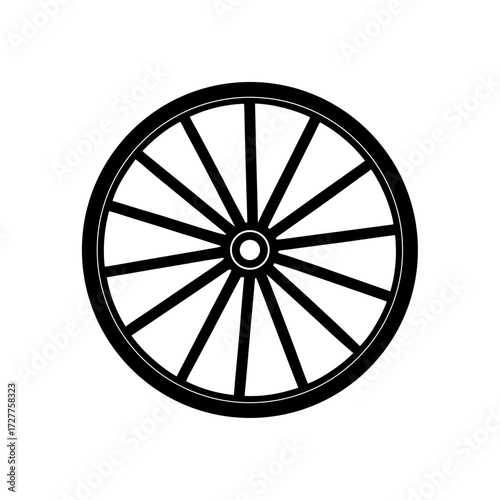 Rustic Wooden Wagon Wheel Detailed Spokes Transparent Background