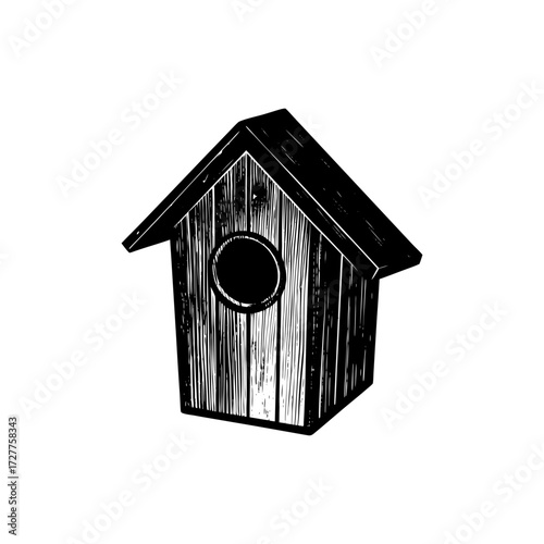 Rustic Wooden Birdhouse Circular Entry Transparent Background