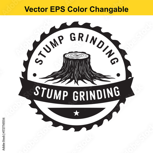 Vector art of stump grinding logo