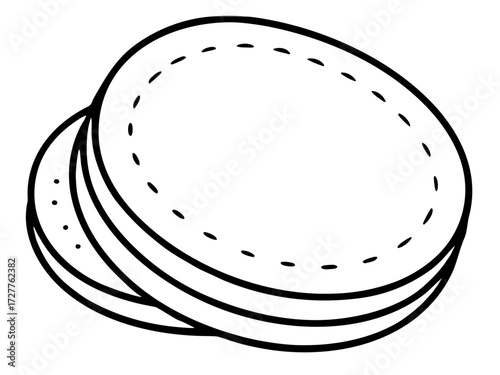 Makeup remover pads stacked in simple line art design  