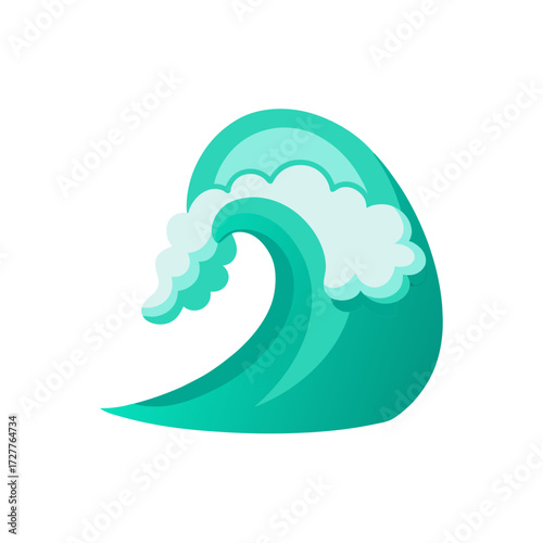 cartoon teal wave foam turned tinsel edge  beachy 