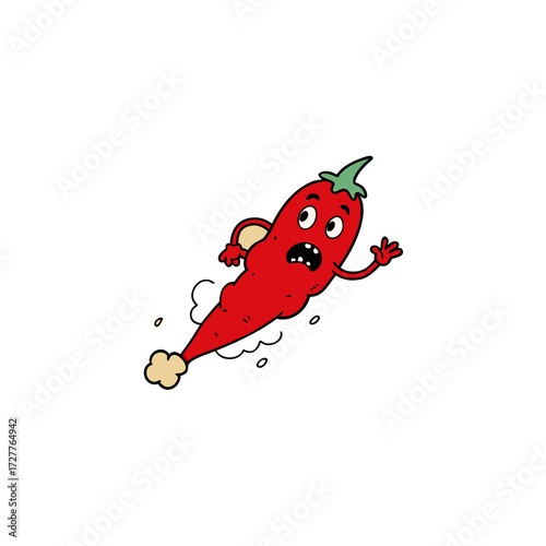 cartoon red chili flake dust trail  flaky vector 