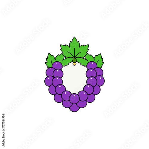 cartoon purple grapevine wreath with pine tips  vector