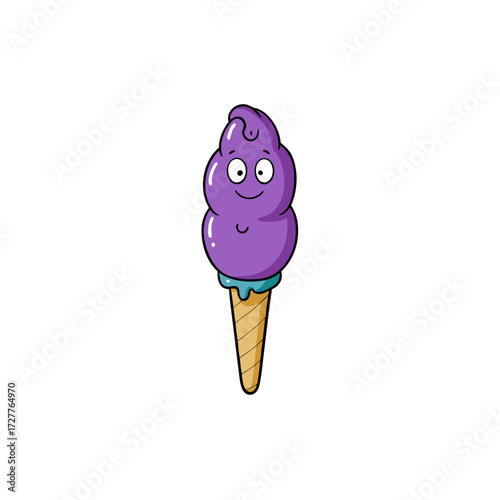 cartoon purple yam ube ice cream scoop  creamy vector