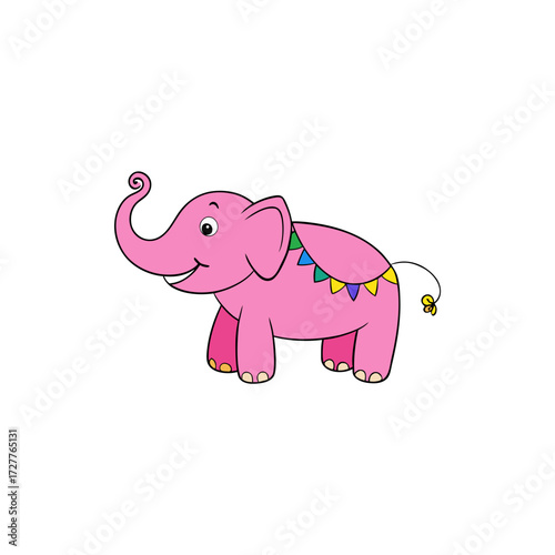 cartoon pink elephant trunk as garland  circus vector