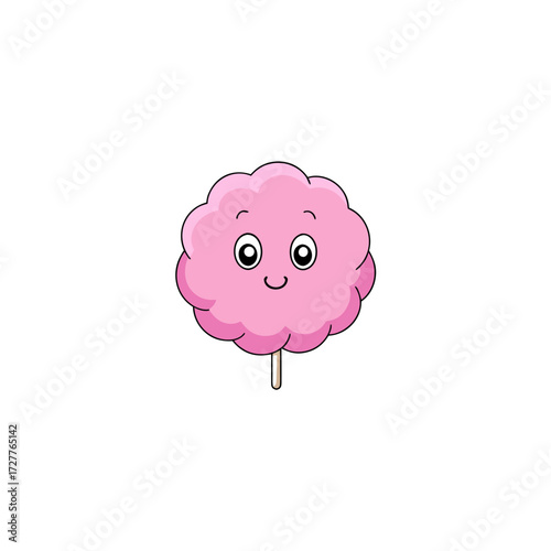 cartoon pink cotton candy cloud puff  fluffy vector