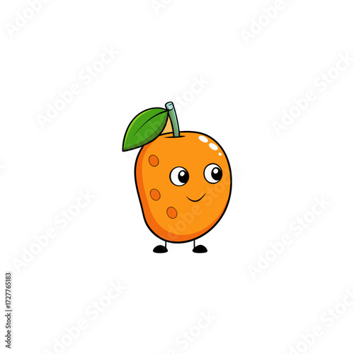 cartoon orange mango cheek dice  dicey vector art 