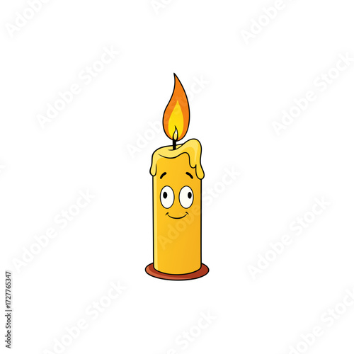 cartoon golden candle flame flickering softly  war