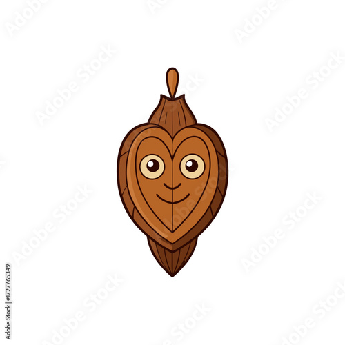 cartoon brown wooden ornament carved with heart  