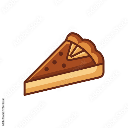 cartoon brown pecan pie slice wedge  nutty vector 