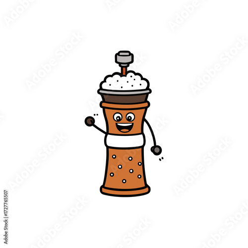 cartoon black pepper mill grind snow  peppery vector