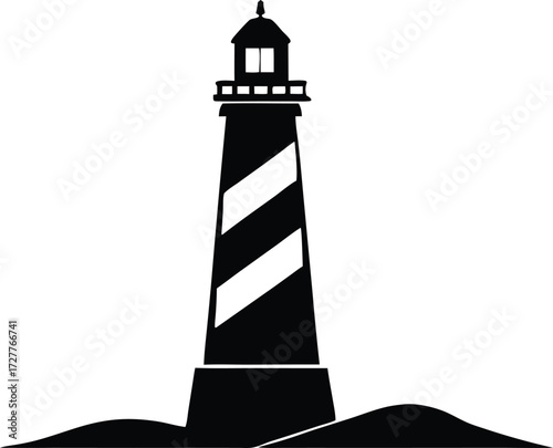 lighthouse vector, coastal tower silhouette
