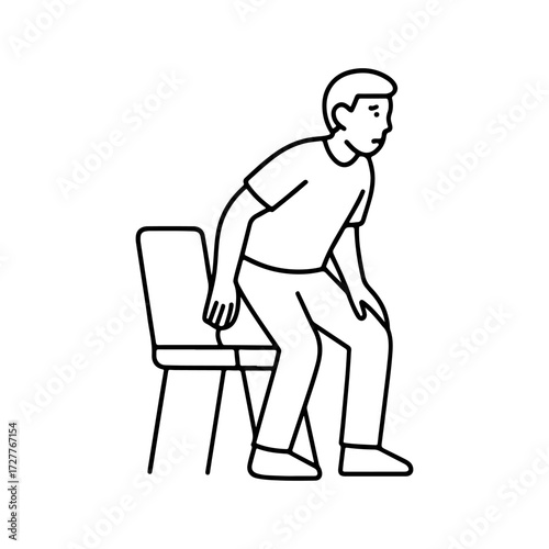 line icon man getting up from a chair vector on a white background
Vector line icon on a white background