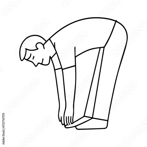 line icon person bending down to reach their toes vector on a white background
Vector line icon on a white background