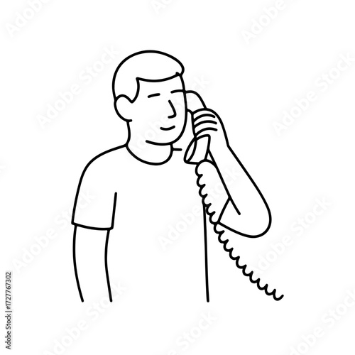 line icon person talking on a landline phone vector on a white background
Vector line icon on a white background