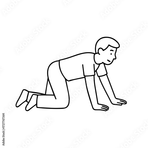 line icon man crawling on all fours vector on a white background
Vector line icon on a white background