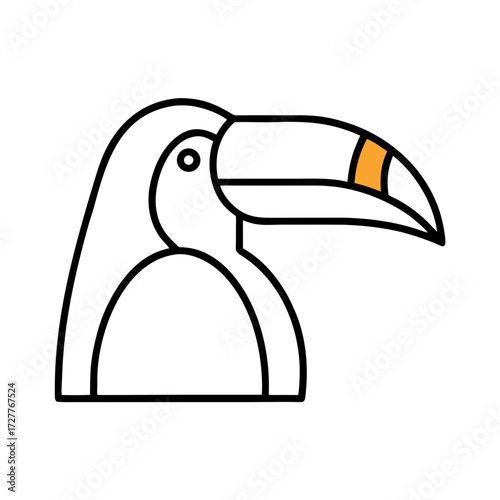 Stylized toucan head with bold beak in minimalist design  
