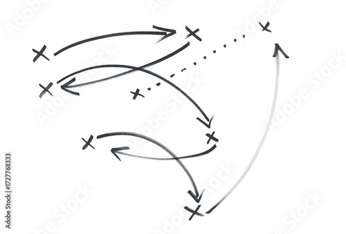 Foto Hand draw strategy game plan for football, basketball, handball, and hockey, ske