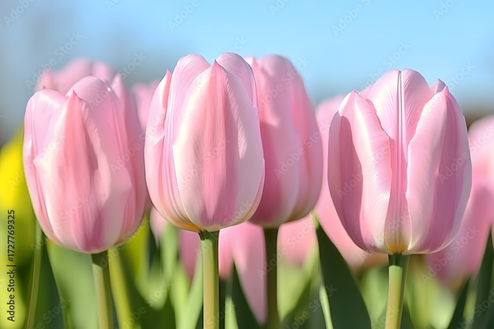Fototapeta premium Closeup Pink Tulips Spring Flowers Nature Photography