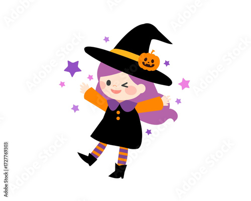 Cute Halloween Witch A Whimsical Illustration for Spooky Celebrations and Festive Fun