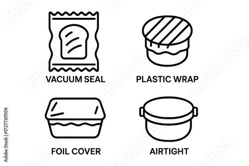 Different methods of food storage with labels for each type