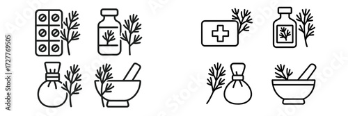 Herbal remedies and natural medicine symbols illustrating health and wellness concepts