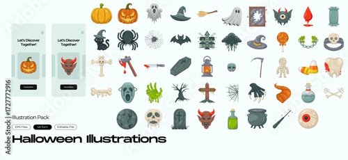 Halloween Illustration Set : halloween, spooky, and scary