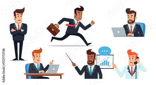 Animated Office Sprint: Busy Businesspeople in Action