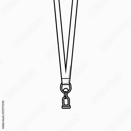 Simple outline of lanyard with clip for ID or keys  