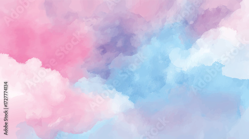 A soft watercolor background featuring a blend of blue and pink hues, creating a dreamy and serene atmosphere