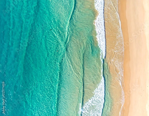 Wallpaper Mural High-angle view of turquoise waves meeting a sandy beach Torontodigital.ca