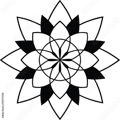 abstract mandala with floral and geometric fusion illustration on transparent background