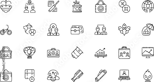 Set of disconnected elements outline vector icons
